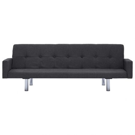 Sofa Bed with Armrest Dark Grey Polyester