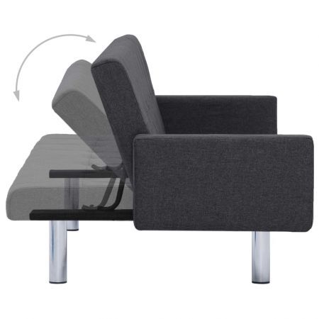 Sofa Bed with Armrest Dark Grey Polyester