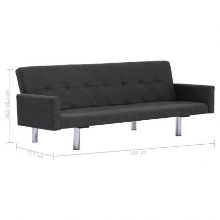 Sofa Bed with Armrest Dark Grey Polyester