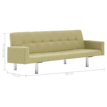 Sofa Bed with Armrest Green Polyester