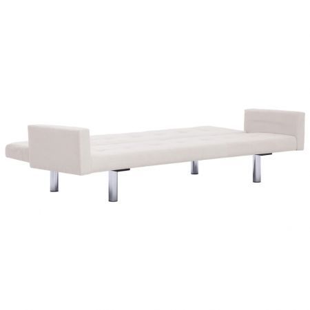 Sofa Bed with Armrest Cream Polyester