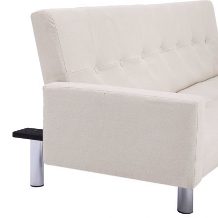 Sofa Bed with Armrest Cream Polyester