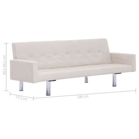 Sofa Bed with Armrest Cream Polyester