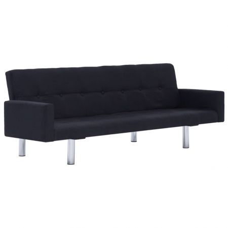 Sofa Bed with Armrest Black Polyester