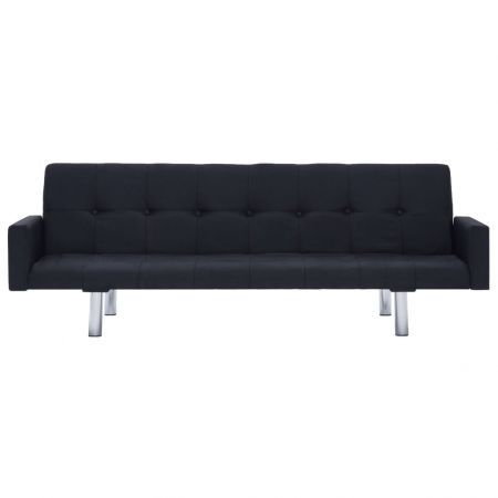 Sofa Bed with Armrest Black Polyester