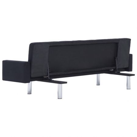 Sofa Bed with Armrest Black Polyester