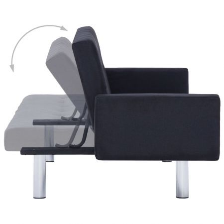 Sofa Bed with Armrest Black Polyester