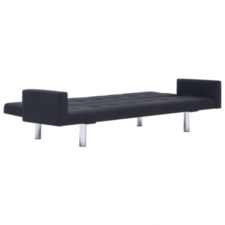 Sofa Bed with Armrest Black Polyester