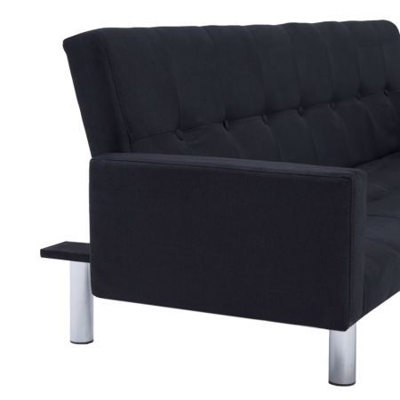 Sofa Bed with Armrest Black Polyester