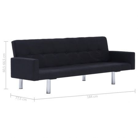 Sofa Bed with Armrest Black Polyester