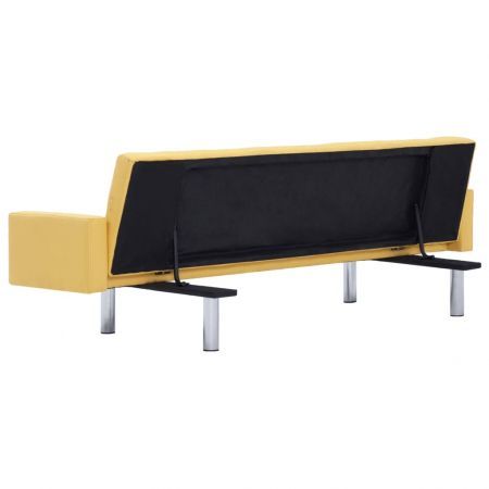 Sofa Bed with Armrest Yellow Polyester