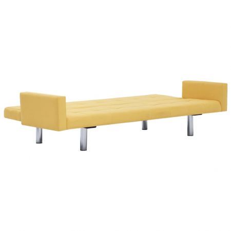 Sofa Bed with Armrest Yellow Polyester