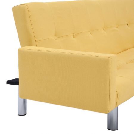 Sofa Bed with Armrest Yellow Polyester