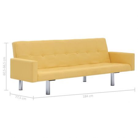 Sofa Bed with Armrest Yellow Polyester