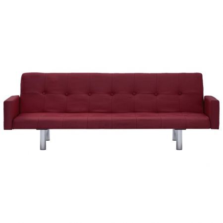 Sofa Bed with Armrest Wine Red Polyester