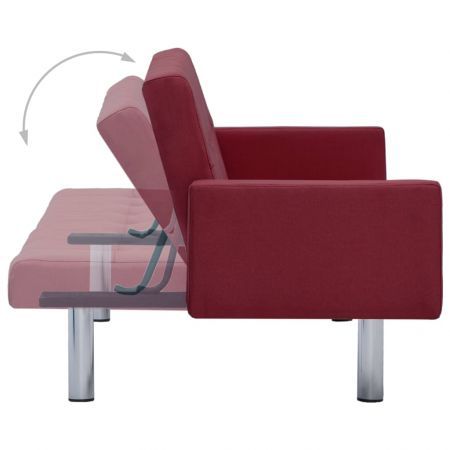 Sofa Bed with Armrest Wine Red Polyester