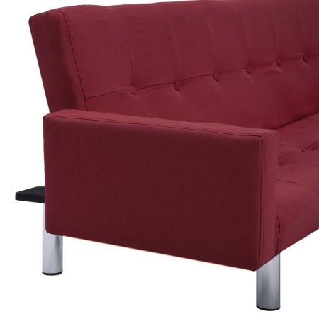 Sofa Bed with Armrest Wine Red Polyester