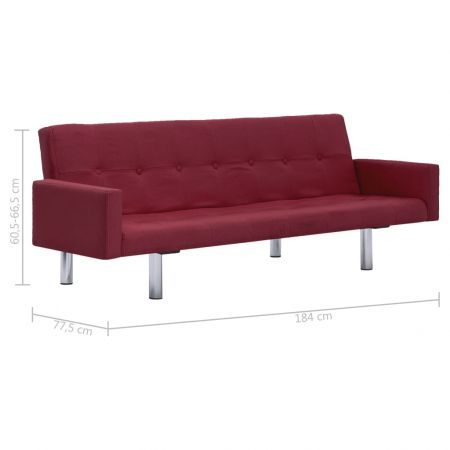 Sofa Bed with Armrest Wine Red Polyester