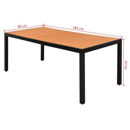 Garden Dining Table WPC Aluminium 185x90x74 cm Brown