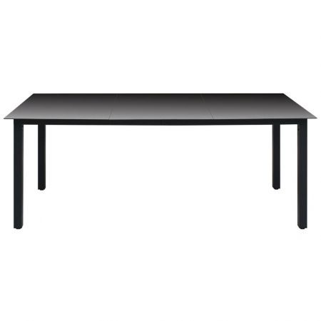 Garden Dining Table Glass Aluminium 190x90x74 cm Black