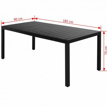 Garden Dining Table WPC Aluminium 185x90x74 cm Black