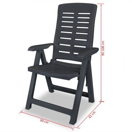 Reclining Garden Chairs 2 pcs Plastic Anthracite