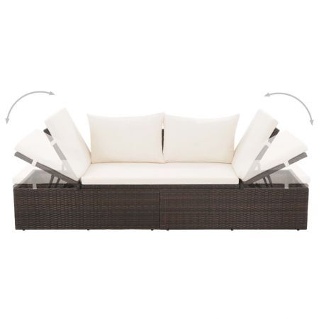 Garden Bed Brown 195x60 cm Poly Rattan