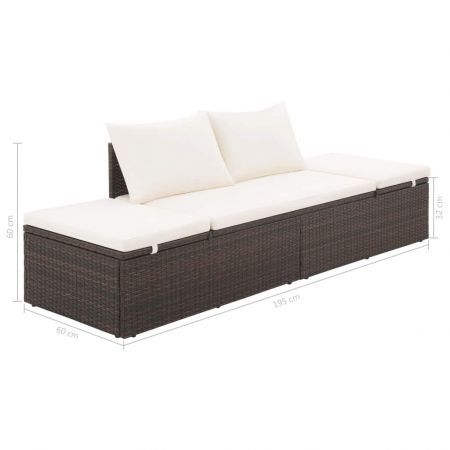 Garden Bed Brown 195x60 cm Poly Rattan