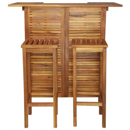 Bar Table and Chair Set 3 Pieces Solid Acacia Wood