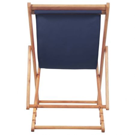 Folding Beach Chair Fabric and Wooden Frame Blue