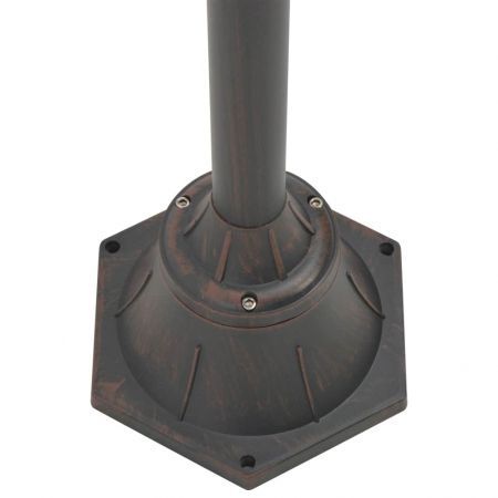 Garden Post Light E27 220 cm Aluminium 2-Lantern Bronze