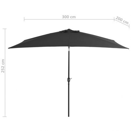 Outdoor Parasol with Metal Pole 300x200 cm Anthracite