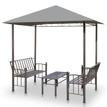 Garden Pavilion with Table and Benches 2.5x1.5x2.4 m Anthracite