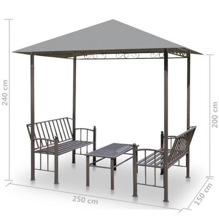 Garden Pavilion with Table and Benches 2.5x1.5x2.4 m Anthracite