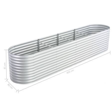 Garden Planter 400x80x81 cm Galvanised Steel Silver