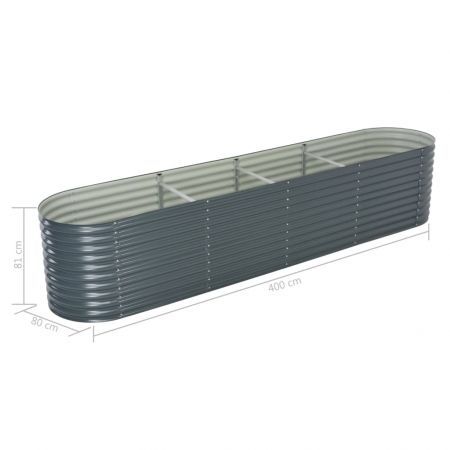 Garden Planter 400x80x81 cm Galvanised Steel Grey