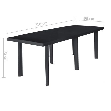 Garden Table Anthracite 210x96x72 cm Plastic