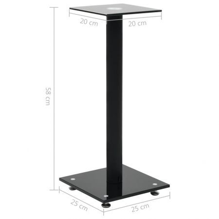 Speaker Stands 2 pcs Tempered Glass 1 Pillar Design Black