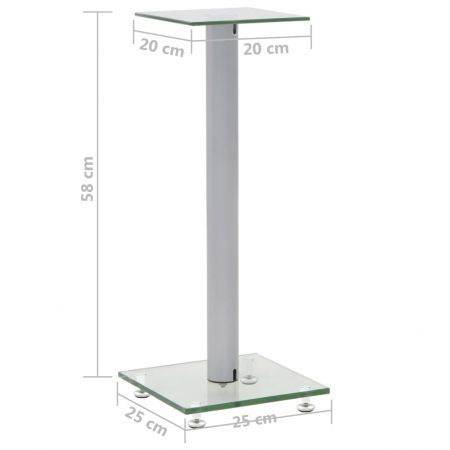 Speaker Stands 2 pcs Tempered Glass 1 Pillar Design Silver