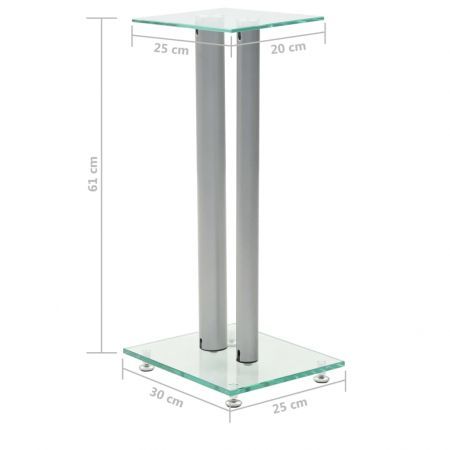 Speaker Stands 2 pcs Tempered Glass 2 Pillars Design Silver