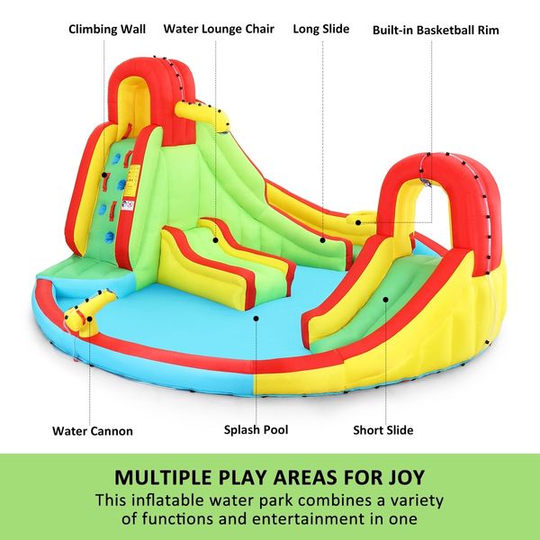 7 In 1 Inflatable Water Park Blow UP Water Playground Pool Slide