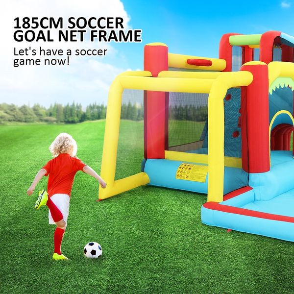 8 In 1 Inflatable Water Park Slide Jumping Castle Soccer Goal with Cannon