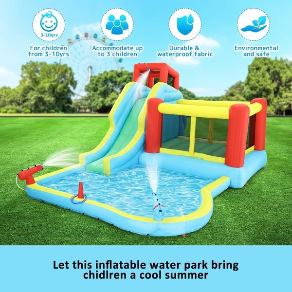 All In 1 Inflatable Water Park Water Slide Cannon Climbing Bouncer Castle