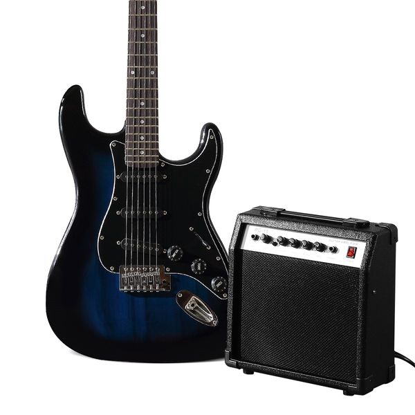 Melodic Full-Size 39 inch Electric Guitar with Bonus Amplifier Blue