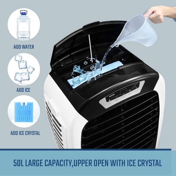 50L Evaporative Air Cooler Industrial Air Conditioner Humidifier Cooling Fan Remote Control