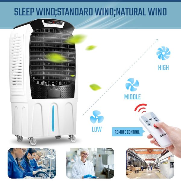 50L Evaporative Air Cooler Industrial Air Conditioner Humidifier Cooling Fan Remote Control