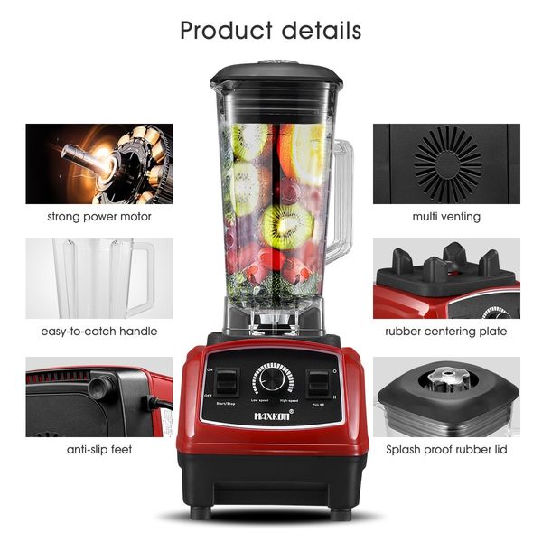 Commercial High Speed Blender Smoothie Maker Food Mixers Juicer 2L Red