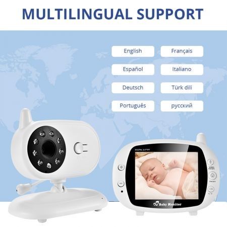 3.5 inch Video Wireless Baby Monitor VOX Security Camera Nanny IR Night Vision Voice Call Babyphone With Temperature Monitoring