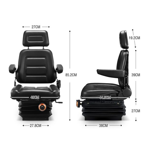 Adjustable Universal Suspension Tractor Seat Forklift Excavator Truck Backrest Chair PU Leather