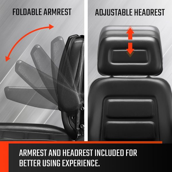 Adjustable Universal Suspension Tractor Seat Forklift Excavator Truck Backrest Chair PU Leather